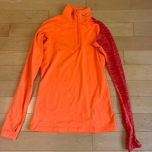 Nike dry fit long sleeve orange half zip​​